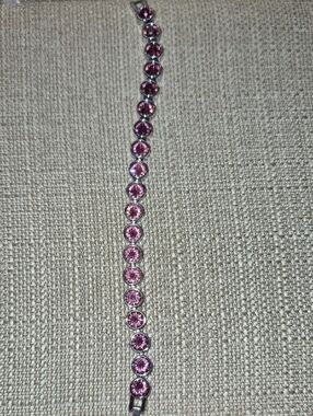 Touchstone Crystal Pink Round Crystal Tennis Bracelet